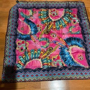 Pineda Covalin Mexico Colorful Floral 100% Silk Scarf. New without tags.
